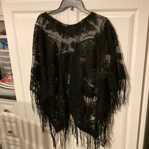 Black Fringe Poncho